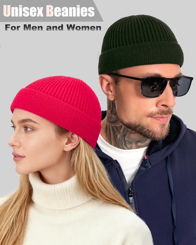 Roybens Short Fisherman Beanie for Men Women, Wool Warm Winter Hat, Swag Knit Cuff Soft Trawler Beanies Watch Cap Skull Caps - Image 4